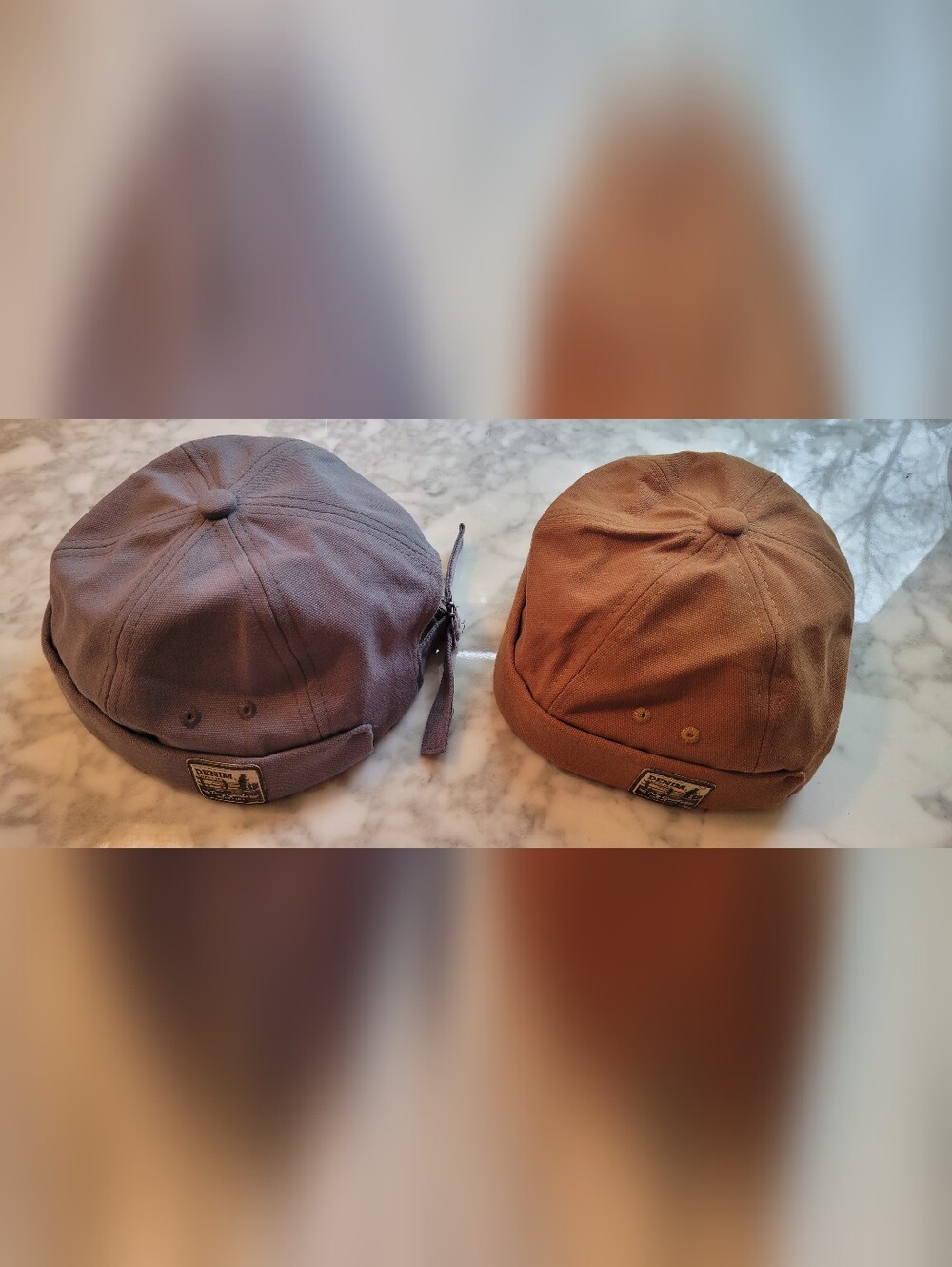 Pair of Casual 100% Cotton Newsboy Caps - Gray and Brown